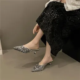 Slippers Summer Fashion Women's 2024 Elegant Rhinestone Shoes Outdoor Versatile Dress Large Size 42