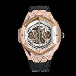 2024 HBFFactory Mens Watch V2 upgrade case diameter 45mm hexagonal bezel imported fluororubber strap with 7750 automatic chronograph movement sapphire glass