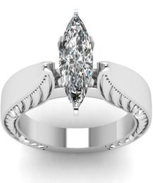 Fashion Luxury 925 sterling silver Marquise Cut Diamond 345CT Diamond Plated 18K White Gold Recommended Gifts Diamond Ring Bridal8053597