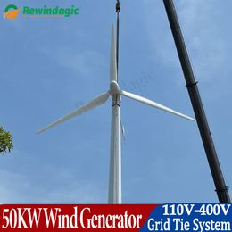 50000W 110V 120V 220v 240V 380V Horizontal AXIS Wind Turbine 50kw Permanent Magnet Generator With On Grid Tie Inverter