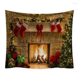 Tapestries Tapestry Christmas Wall Hanging Fireplace For Home Deco Tree Large Size 150X130cm