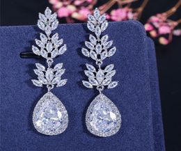trendy dangle earring designer for woman long white red purple zirconia copper gold silver diamond earrings South American Wedding8964425