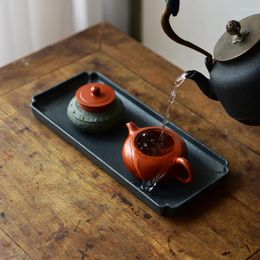 Tea Trays TeaTray Storage Plate Rectangular Black Stone Tray Snack Saucer Antique Ornament Home Table Decoration Kitchen Accessories