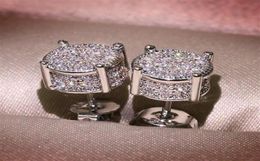 Unisex Men Women Stud Earrings Gold Silver Plated Sparkling Luxury Shining Crystal CZ Simulated Diamond Earring Jewelry267i13969776813152