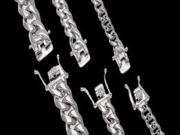 High Quality Stainless Steel Curb Cuban Chain Dragon Clasp Bracelets Men Women Fashion Gold Silver Bangles 8mm101214mm 23cm3576148