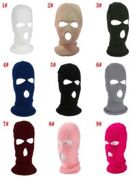 Beanie Balaclava Winter Full Face Hat Warm Ski Mask 3 Hole Knitted Outdoor White Black8604499