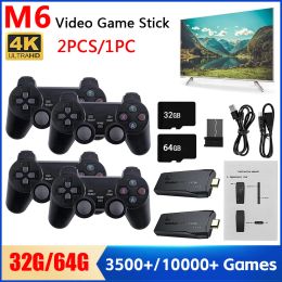 Gamepads 1/2PCS M8 Video Game Console 2.4G Wireless Controller TV Game Stick 4K 3D Rocker 10000 Games 32G/64GB Retro Games Dropshipping