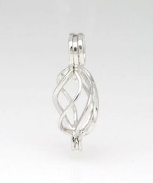 925 Silver ed Cage Locket Sterling Silver Pearl Crystal Gem Bead Cage Pendant Mounting for DIY Fashion Jewellery Charms5717600