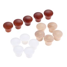 5Pcs Mini Round Wooden Knobs Home Decorative Pull Knobs Cabinet Drawer Cupboard Handle Furniture Hardware with Screws 23*20mm
