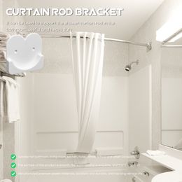 Hook up Shower Curtain Rod Wall Shelf Brackets Plastic Wall-mounted Rods Holder