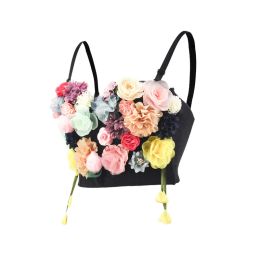 Sexy & Charming Applique Floral Corset Overbust Push Up Bra Cropped Top Punk Bras For Bustier