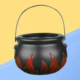 Plates 5 Pcs Kids Playset Black Plastic Cauldron Pot Flame Halloween Candy Bucket Child