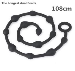 New Longest Anal Beads 108cm Anal Plug Sex toys for Woment and Men Silicone Prostate Massager Erotic Flirt Toy Drop Y19109581741