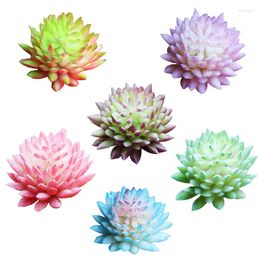 Decorative Flowers Flocking Artificial Succulent Plants Mini Bonsai Fake Flower Succulents Plant Lotus Landscape Decoration Home Garden