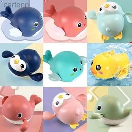 Bath Toys New Baby Bath Toys Swimming Pool Bathing Ducks Cartoon Animal Whale Crab Chain Clockwork Water Toys For Infant 12 24 Months 240413