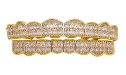 Hip hop grillz for men women diamonds dental grills 18k gold plated fashion cool rappers gold silver crystal teeth jewelry2434481