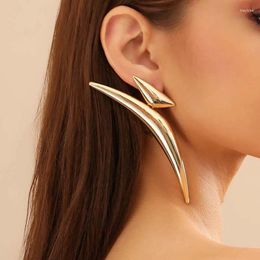 Stud Earrings Exaggerated Metal Triangle Bend Pointed For Women Minimalist Design Geometric Curved Jewelry 2024 Trend