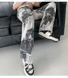 Women's Jeans Gothic Baggy Tie-dyed Ink Wash Punk Hippie Streetwear Print Y2K Wide Leg Trousers Harajuku Grunge Denim Pants Girl