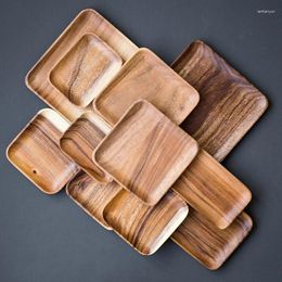 Tea Trays Wooden Square Bowls Plates For Fruit Succulents Pots Base Stander Garden Decor Home Decoration Crafts Kitchen Tools