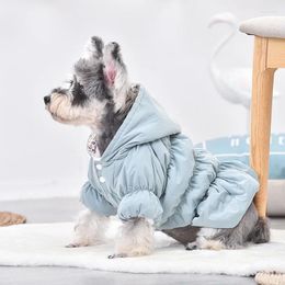 Dog Apparel Pet Cute Jacket Small Schnauzer Teddy Clothes Autumn And Winter -selling Two-legged Floral Bubble Skirt