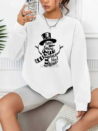 Women's Hoodies Sweatshirts Snowman Print Pullover Casual Loose Fashion Long-Sleeved Sweatshirt Solid Colour Womens Top 240413