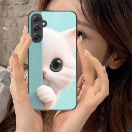 Cute Puppy Cat Mobile Cell Phone Case for Samsung Galaxy A91 70 54 53 52 34 24 21 Note 20 10 M54 Plus Ultra 5G Black Cover