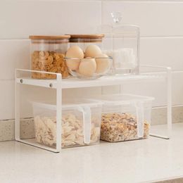 Kitchen Storage ORZ White Cabinet Shelf Organiser Rack For Bathroom Pantry Spice Cupboard Coffee Countertop Home Office Desk