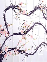 3M Artificial Flower Fake Plants Tree Rattan Cherry Branches Wall Hanging Trunk Flexible Vines For Home Wedding Garden DIY Decor8193423