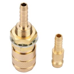 M6 Quick Connector Set, Quick Cooler, For Water-Cooled Gas Connection, For Welding Torch MIG TIG Welding Torch (Gold)