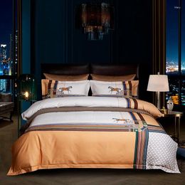 Bedding Sets Home Textiles Luxury Horse 1000TC Egyptian Cotton Soft Bed Line Satin Set With Duvet Cover/Bedsheet/Pillowcase 4pcs