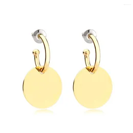 Stud Earrings Trendy Fashion Big Circle Gold Plated Stainless Steel Hoop Large Earring For Women.