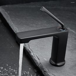 Bathroom Sink Faucets SKOWLL Modern Faucet Deck Mount Single Handle Basin Mixer Tap Matte Black KP-1008