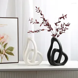 Vases Geometry Nordic Home Ceramic Decorative Vase Ornament Living Room Art Flower Arrangement Craft Simple Flowers Pots