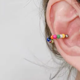 Stud Earrings All-match Fashion Design Titanium Steel Sweet Girls Retro Ear Bone Colourful Bead Korean Style Earring Women Jewellery