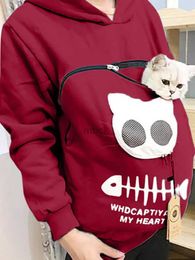 Sweatshirts Mens Hoodies Sweatshirts S-3XL Cat Lovers Hooded Sweatshirt Kangaroo Dog Pet Paw Dropshipping Pullovers Cuddle Pouch Fish Pocket Hoodie 240412