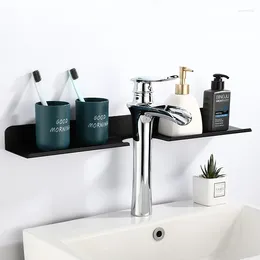 Kitchen Storage 50-70cm Bathroom Shelf Faucet Accessories Punch-Free Tray Black Shampoo Rack Drain Toiletries