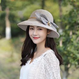 Sun Hat Women 2024 Yeni Bahar ve Sonbahar Modası Yaz Güneş Şapkası Gösterisi Yüz Küçük Zarif Mizaç Plaj Şapkası