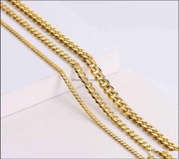 Pendant Necklaces Hip Hop Womens Men Necklac Cadenas Cubanas 18K Gold Plated Thick Cuban Link Chain Stainls Steel Drop Delivery9093445