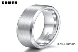 Somen Ring Men Silver Colour 6mm Tungsten Ring Brushed Classic Wedding Bands Male Engagement Rings Men Party Jewellery Bague Homme CX7160079