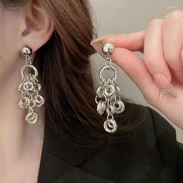 Dangle Earrings Exaggerated Metal Round Circle Tassel Long Drop For Women Fashion Temperament Jewellery