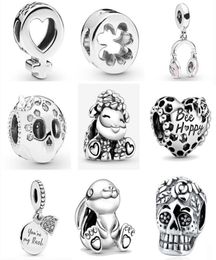 925 Silver Fit Charm 925 Bracelet Rabbit Be Happly Sheep Skull Clover DIY charms set Pendant DIY Fine Beads Jewelry7544462