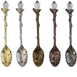 Coffee Scoops 200Pcs Retro Spoon Crystal Alloy Vintage Carved Decorative Dessert Spoons For Cafe Tableware