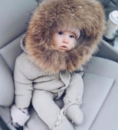 Infant Baby Rompers Winter Clothes Newborn Baby Boy Girl Knitted Sweater Jumpsuit raccoon Fur Hooded Kid Toddler Outerwear 2011271701281