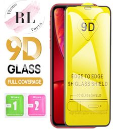 9D tempered glass for iPhone 11 Pro Xs Max X XR 7 8 Samsung S10 A50 M20 9H Full Cover Glue screen protector8341414