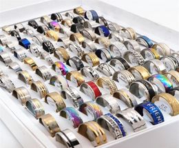 Fashion 100pcsLots Assorted Mens Stainless steel Rings Jewelry Party Gift Wedding Rings For Women Mix Style272E63581219809110
