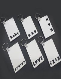 Sublimation Keychain LOVE GRAD DAD MOM SENIOR Key Chain Creative DIY Gift Blank MDF Keyrings 20pcs4294752