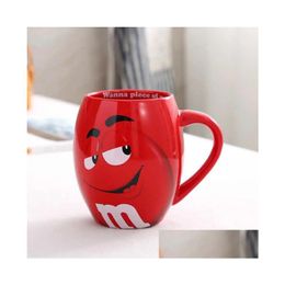 Other Drinkware Top 600Ml M Beans Coffee Mugs Tea Cups And Cartoon Cute Expression Mark Large Capacity Christmas Gifts Drop Delivery H Otiip