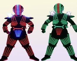 RGB Colour LED Growing Robot Suit Costume Men LED Luminous Clothing Dance Wear For Night Clubs Party KTV Supplies2406331