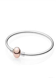 925 Sterling Silver Bracelet Set Original Box for Rose gold Clasp Charm Bangle Women Gift Jewelry259a5203573