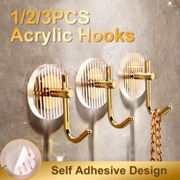 Hooks Acrylic Gold Self-adhesive Wall Accessories Hanging Towel Holder Shower Bathroom For Adhesive